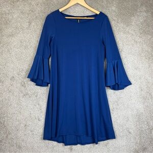 Jones New York Dress Womens Medium Blue 3/4 Sleeve Stretch Knee Length- 1923*